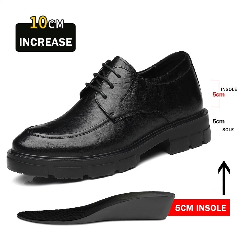 Mens dress elevator shoe platform breathable elevator casual business leather high heels 5/8/10CM high mens shoes 241019