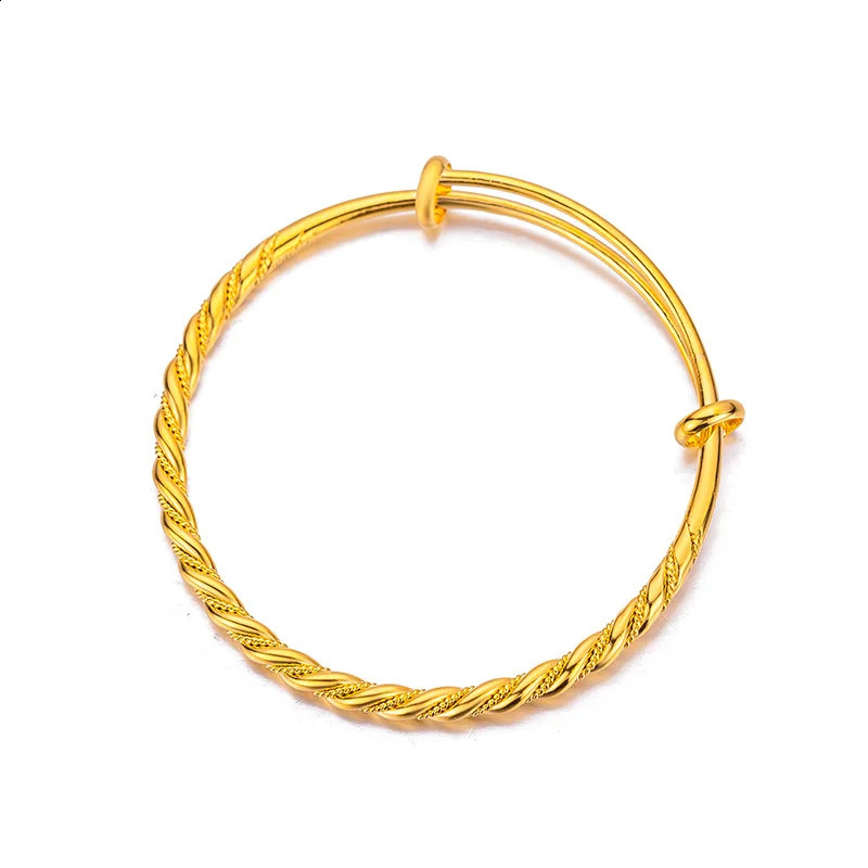 18K pure gold bracelet 999 adjustable fried dough twisted womens wedding fashion party jewelry bracelet 241007