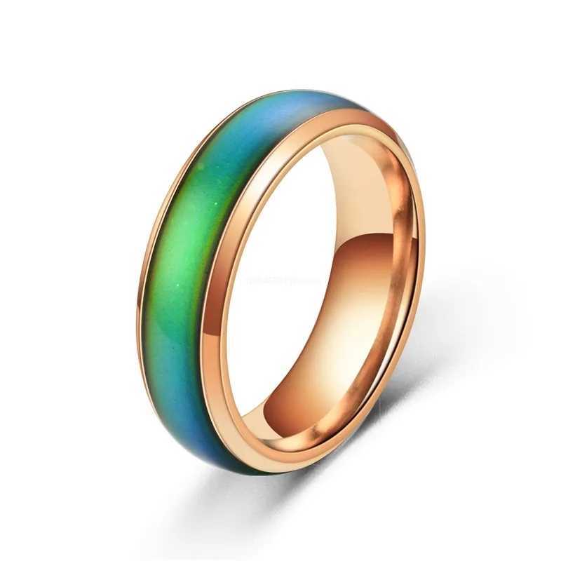 1 piece of stainless steel emotional ring color changing ring emotional feeling ring temperature ring female couple ring fashionable jewelry Y241019