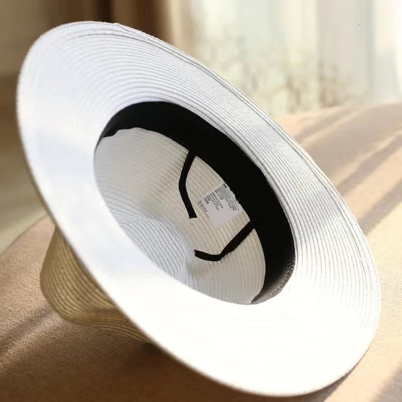 60cm Summer Fedora Short Brim Straw Hat for Men and Women Sun Hat 241019
