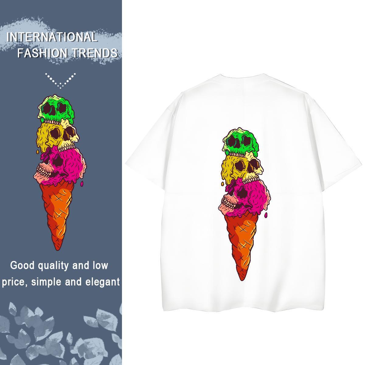 Designer Womens T Shirts 230g 100% Cotton Breathable Short Sleeve Casual skull Lady T shirt Comfortable Plus Size Cartoon Tees