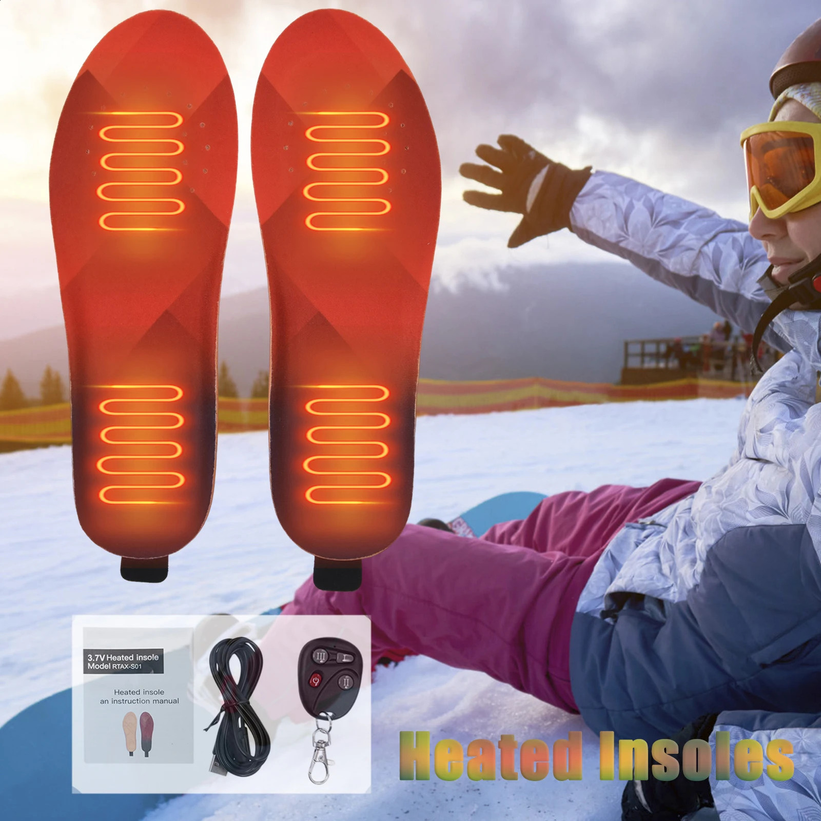 Men Women Heated Insoles With Rechargeable 3300mAh Battery Wireless Remote Controlled Temperature Heating Foot Warmer SML 241010