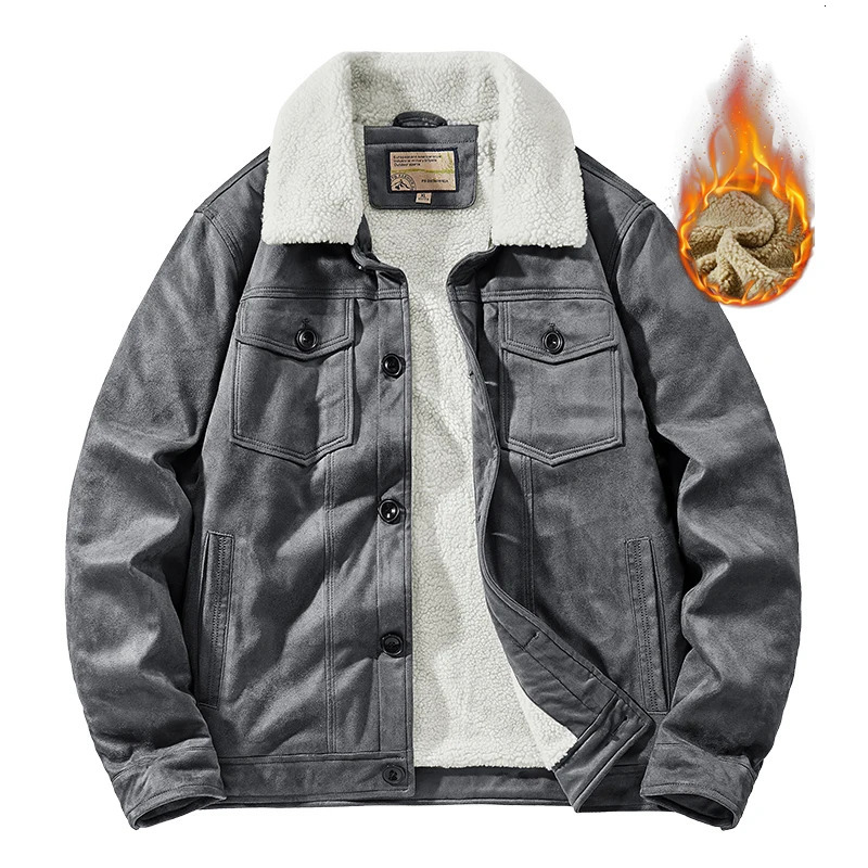Needlesnoah Autumn Mens Warm Pilot Jacket Wool Suede Thick Coat Mens Single Chest Classic Parkas Fashion Windproof Machine 241007