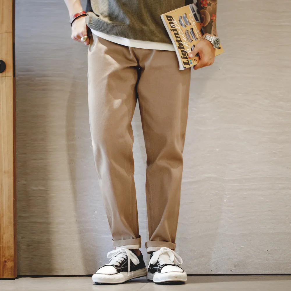 Maden 2023 Vintage 117oz Raw Denim Selvedge Jeans Amekaji Khaki Slim Fit Tapered Mens Orginial Straight Pants Workwear 241009
