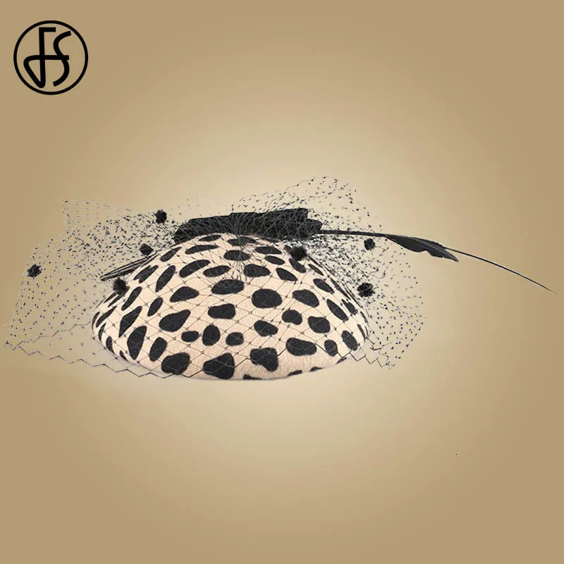 FS Leopard Fasciator Pillbox Hat for Veil 100% Australian Wool Felt Wedding Hat Womens Elegant Bow Cocktail Fedoras 241019