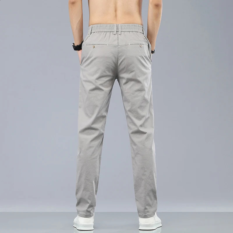 2024 Mens Classic Korean Solid Color Summer 3 Colors Casual Pants Business Fashion Stretch Cotton Slim Trousers Male 241010