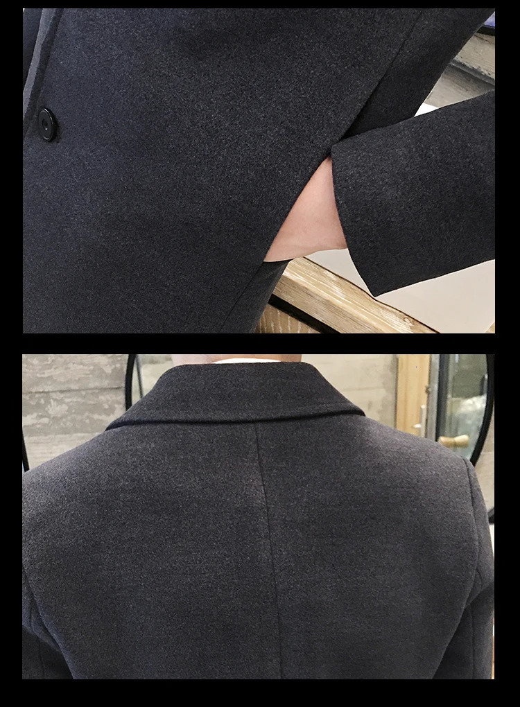 Royal Blue Wool Coat Men Winter Fashion Urban Trench Mens Slim Fit Blends Overcoat Windbreaker Manteau Homme 4XL 241010