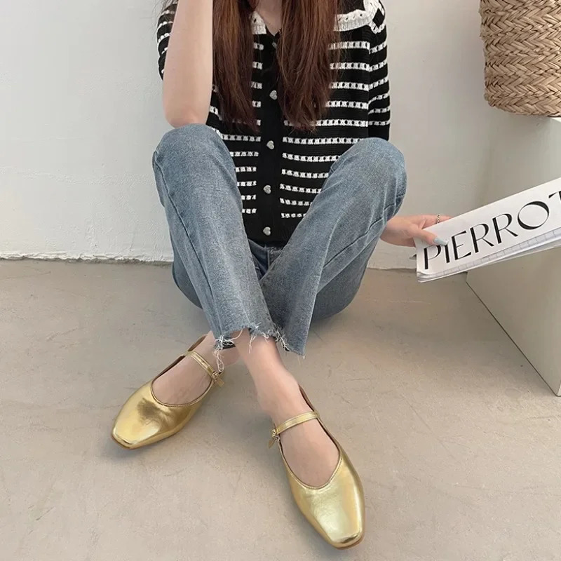 Summer Womens Flat Shoes Fashion Shallow Womens Casual Soft Mary Shoes Outdoor Dresses Flat Shoes Ballet Shoes 241019