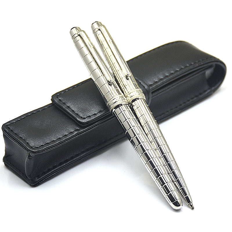 High Quality Msk-163 Silver Metal Grid Rollerball Pen Ballpoint Pen Stationery Office School Writing Ink Fountain Pens With Serial Number