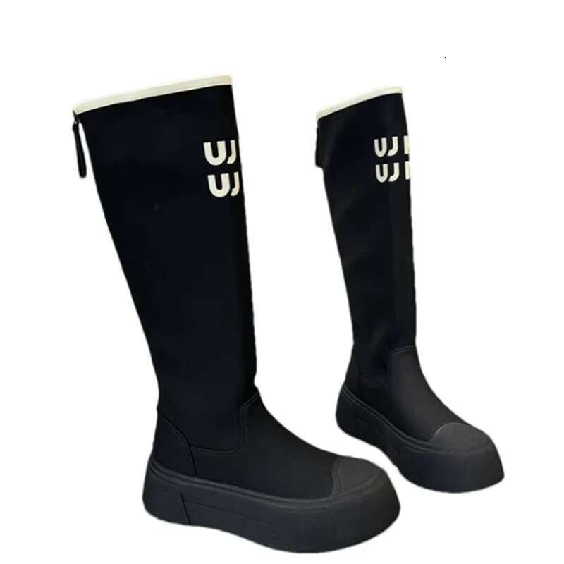 Platform Women Knee High Boots Flats Fashion Winter Leather Shoes Woman 2024 Trend New Goth Casual Snow Botas De Mujer