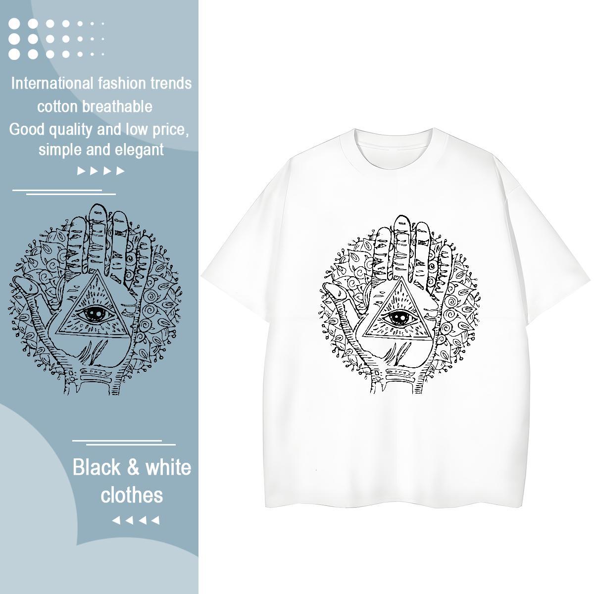 Fashion Casual T-Shirts for Women 100% Cotton 230g Comfortable Sports Street Wear eye of the devil Woman Tshirt Designer Black Oversized Clothes