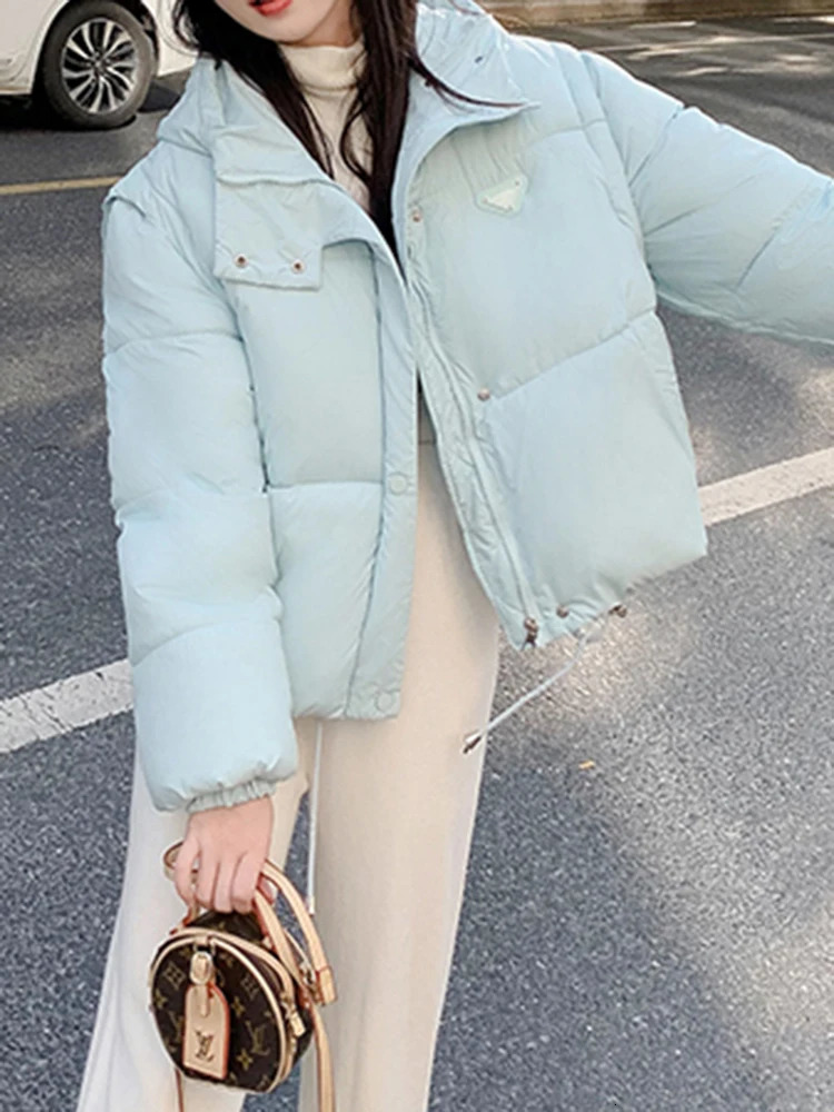 Aotvotee Winter Coat Women Parkas Cropped Hooded Casual Loose Thicken Warm Jacket Korean Fall Down Cotton Fashion 241007