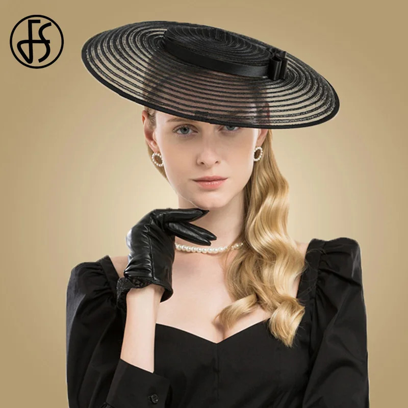 FS Cathedral Hat Wide Brown Hat Female Charm Elegant White Kentucky Ladies Bow Wedding Party Dress Fedoras 241019