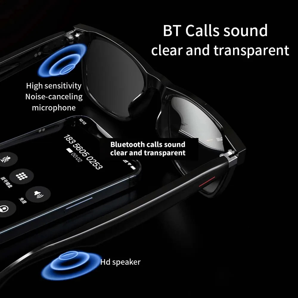 Camera Smart Glasses Bluetooth Call Voice Assistant Listening Music Glasses Smart Sports Polarization Sunglasses Anti Blue Glasses 241019 ww
