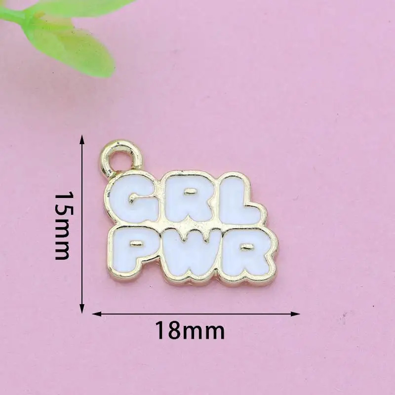 10Pcs Gold Plated Enamel Girl Power Charms Pendant for Jewelry Making Earrings Bracelet Necklace Accessories DIY 241010