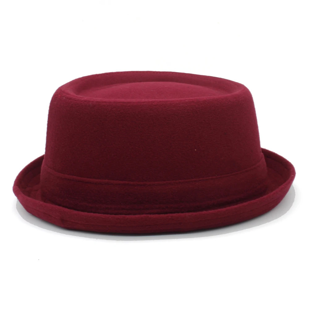 Womens wool blend feather band pig pie hat Fedora Trilby Sunhat Street style classic hat travel size US 7 3/8 UK L 241019