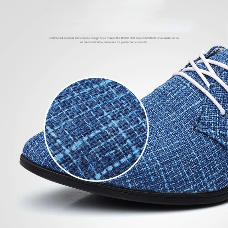 Oxford shoes mens mens dress shoes breathable toe linen canvas business shoes mens casual shoes size 38-48 241019