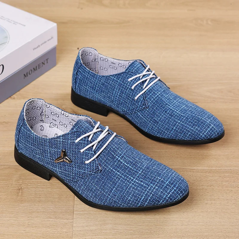 Oxford shoes mens mens dress shoes breathable toe linen canvas business shoes mens casual shoes size 38-48 241019