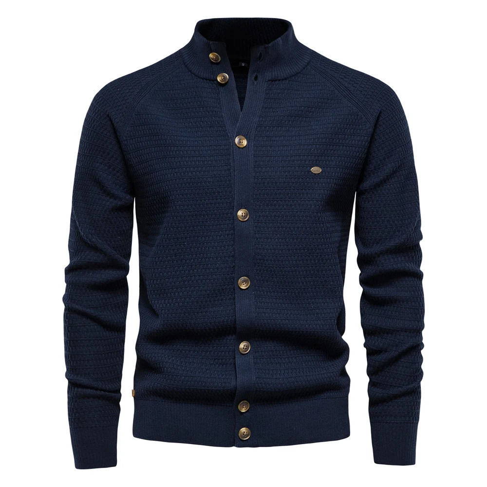 AIOPESON Knitted Mens Cardigan Cotton High Quality Button Mock Neck Sweater for Men Winter Fashion Cardigans 241008