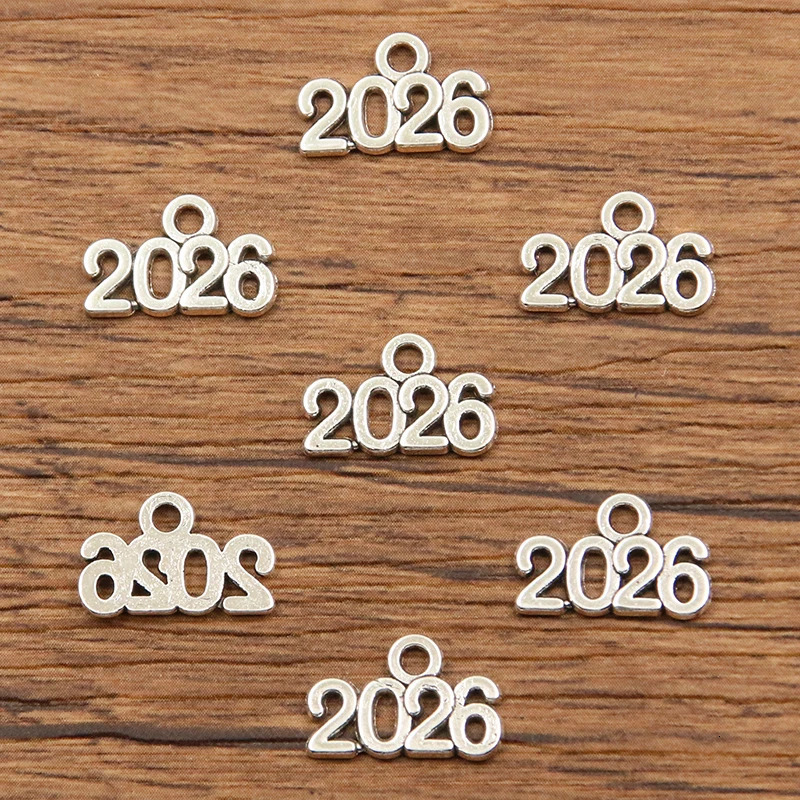 60PCS 1014mm Metal Alloy Po Color Years Charms 2023 2024 2025 2026 Pendant For Jewelry Making DIY Handmade Craft 241010