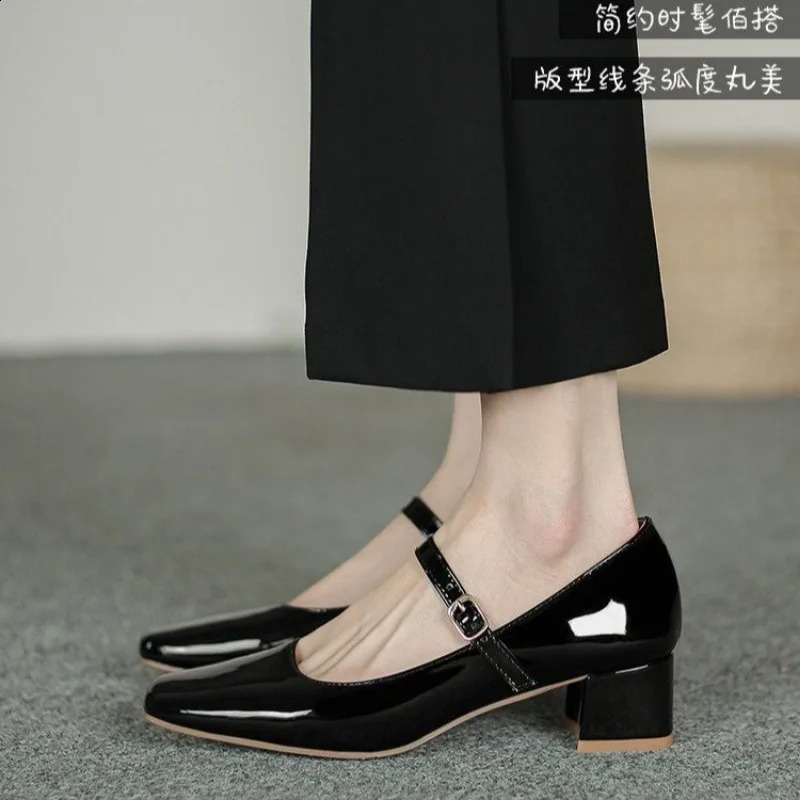 Square Toe Fashion Womens Pump Red Leather Shoes High Quality Mary Jane Shoes Comfortable Shallow Womens Single Shoes 241019