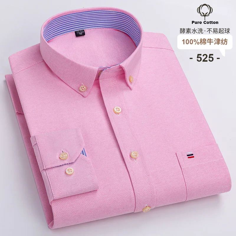 7XL 8XL mens long sleeved shirt plus size for spring and summer 100% pure cotton Oxford checkered iron free high-quality and breathable 241007