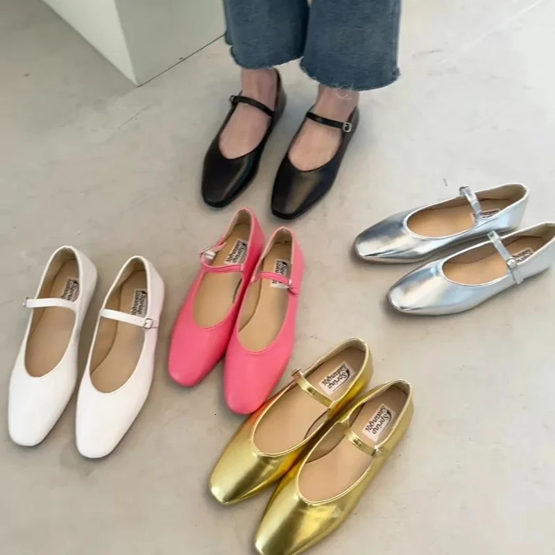 Summer Womens Flat Shoes Fashion Shallow Womens Casual Soft Mary Shoes Outdoor Dresses Flat Shoes Ballet Shoes 241019