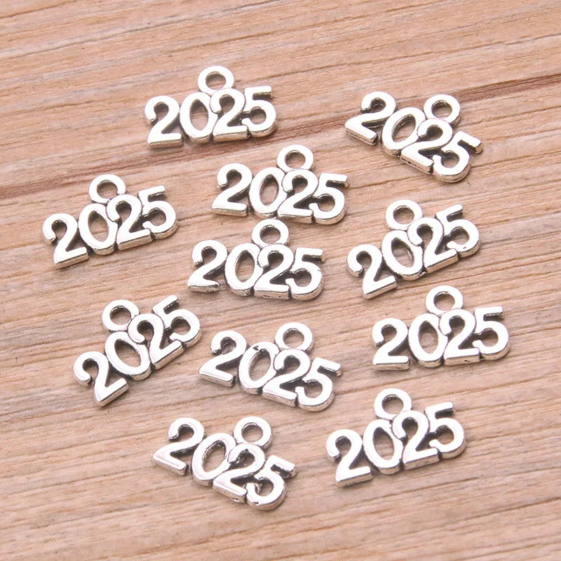 60PCS 1014mm Metal Alloy Po Color Years Charms 2023 2024 2025 2026 Pendant For Jewelry Making DIY Handmade Craft 241010