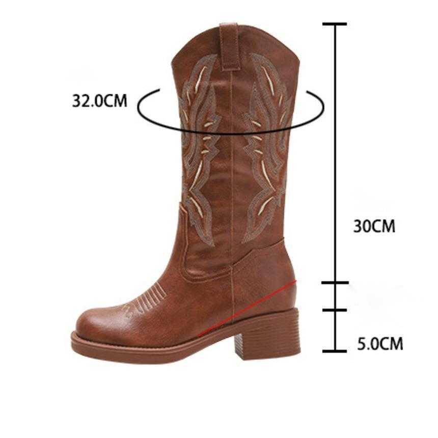 Fashion Boots New Western Cowboy Boots Embroidered Knight Boots Mid Leg Martin Boots Chelsea Boots Height Long Leg WoMens Boots 241008
