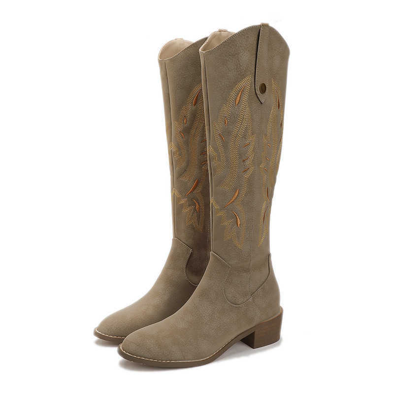 Fashion Boots Embroidered High Martin Boots For Women Autumn Winter New Item Thick Heel Patterned Knight Boots Warm Boots 241008