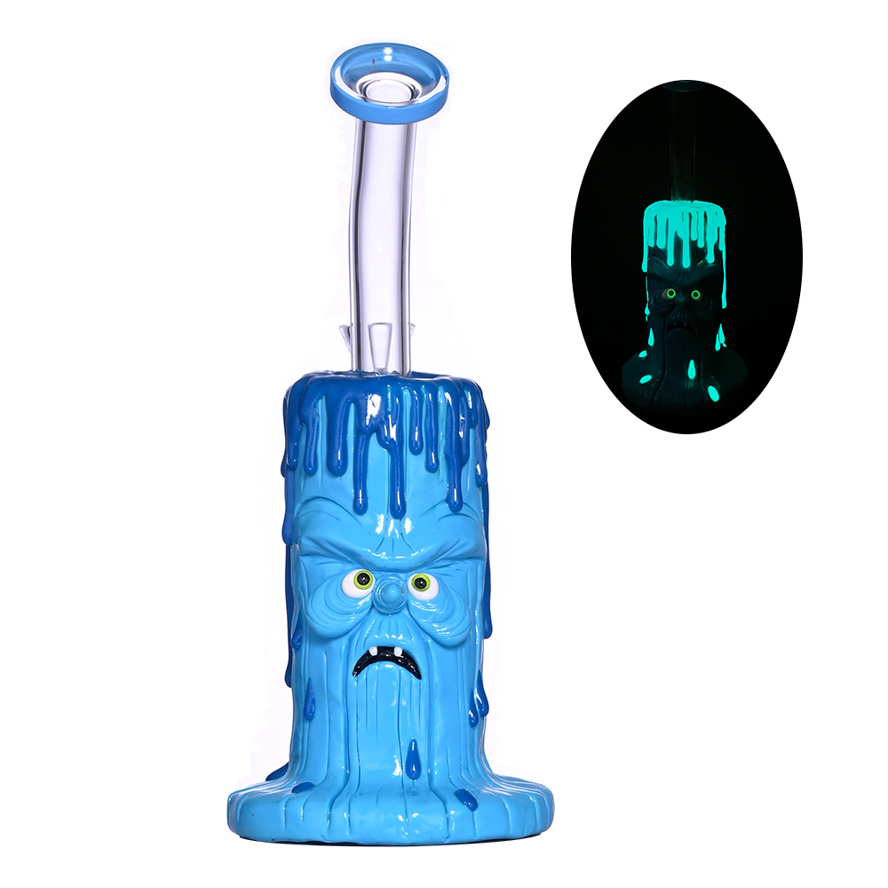 9.4in,HippiesGlass,Glass Bubbler With Fixed Diffuser Downstem Water Pipe Bong,Colored Polymer Clay Glass Water Pipe,3D Cute Glass Bong,Glass Hookah,Glow In The Dark