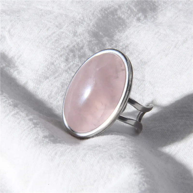 Natural Stone Ring for Women Vintage Silver Color Aventurine Rings Big Cabochon Open Adjustable Men Female Jewelry 241010