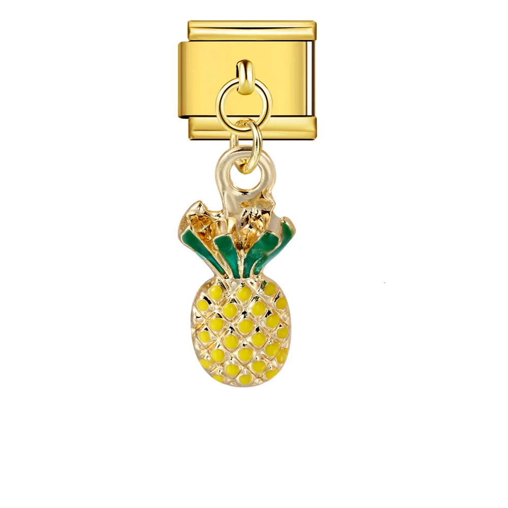 Trendy Cute Fruits Banana Pineapple Cherry Avocado Italian Charm Links Fit 9mm Stainless Steel Bracelet Jewelry DIY Making 241010