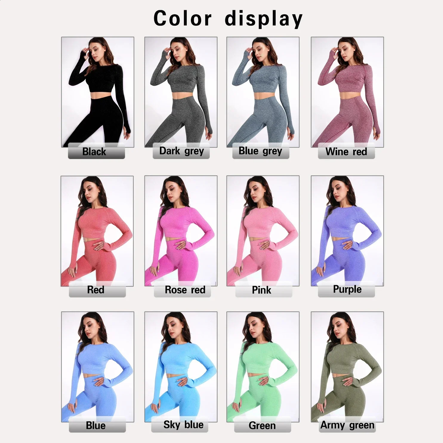 235PCS Seamless Women Yoga Set Workout Sportswear Gym Clothing Fitness Long Sleeve Crop Top High Waist Leggings Sports Suits 241010