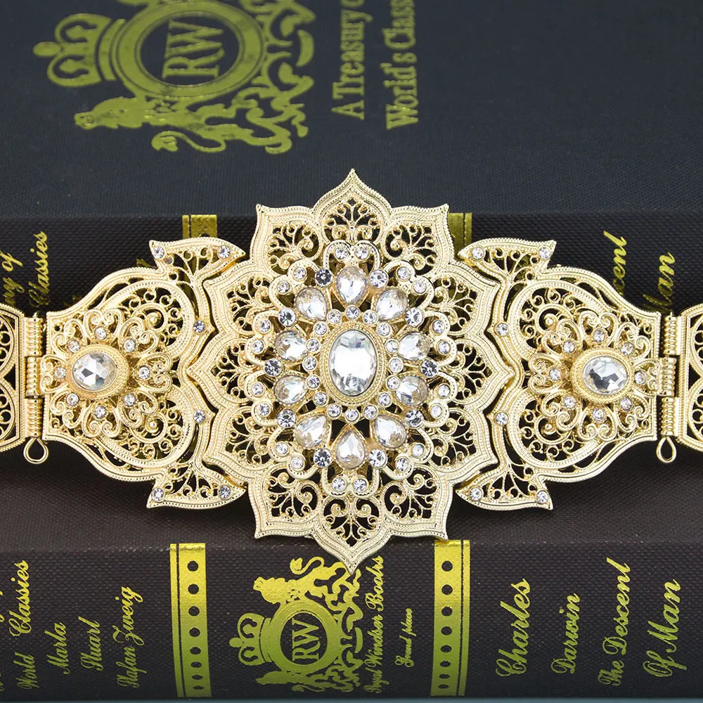 Poyasa European Womens Dress Belt Moroccan Caftan Belt Gold Silver Arab Bridal Wedding Jewelry Crystal Body Chain 241019