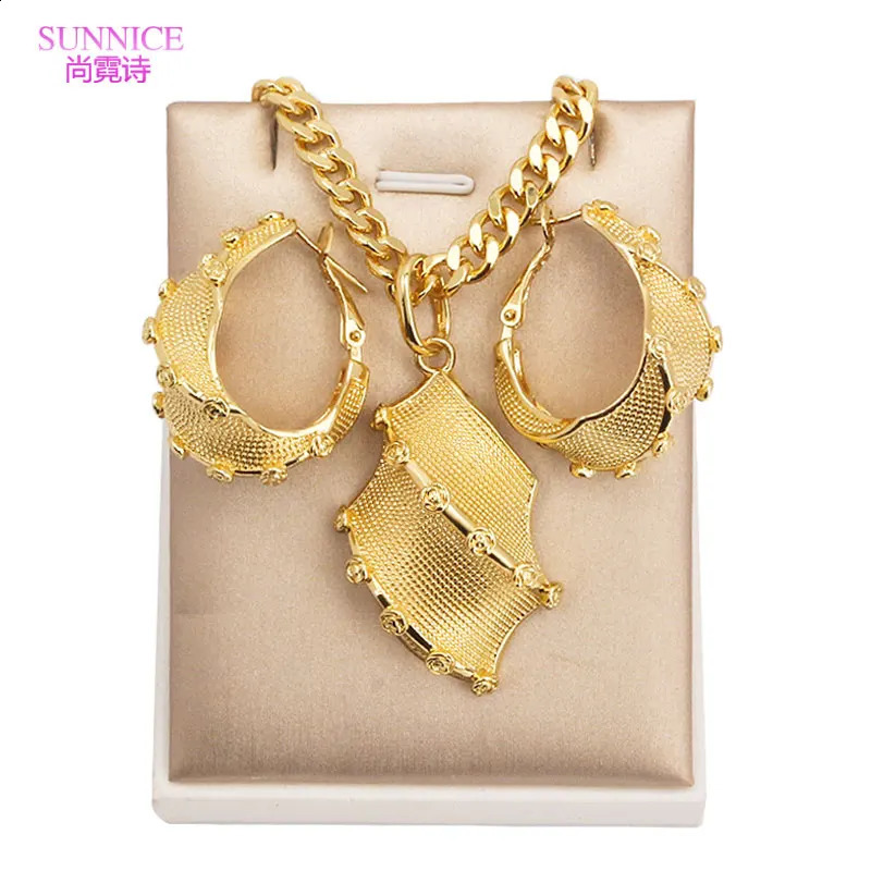 Dubai 18k Gold Plated Women Jewelry Sets Hoop Earrings Necklace Bridal Jewellery Wedding Party 241019