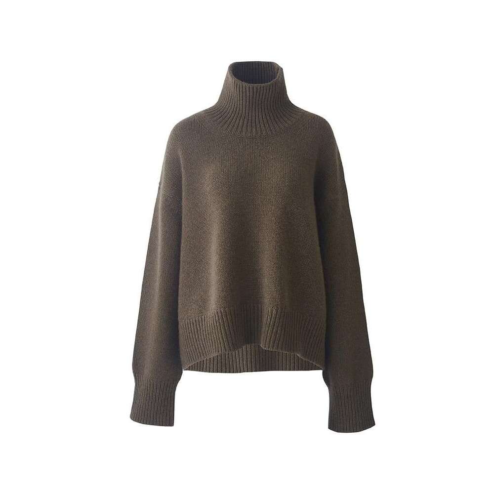 European Turtleneck 100% Pure Cashmere Women's Thick Loose And Lazy Style Bottom Knit Silhouette Sweater
