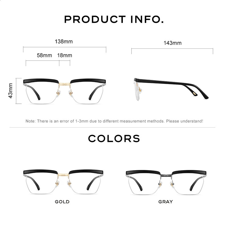 CAPONI Tom Hardy Legend Glasses Men Half Frame Computer Glasses Frame Blue Light Blocking Optical Mens Eyeglasses BF1053 241019