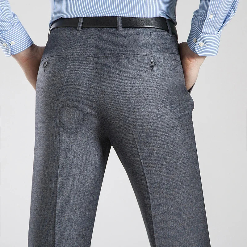 Summer Business Thin Suit Pants For Men Size 29-56 Spring Autumn Male Formal Solid Silk Long Dress Pants Baggy Office Trousers 241010