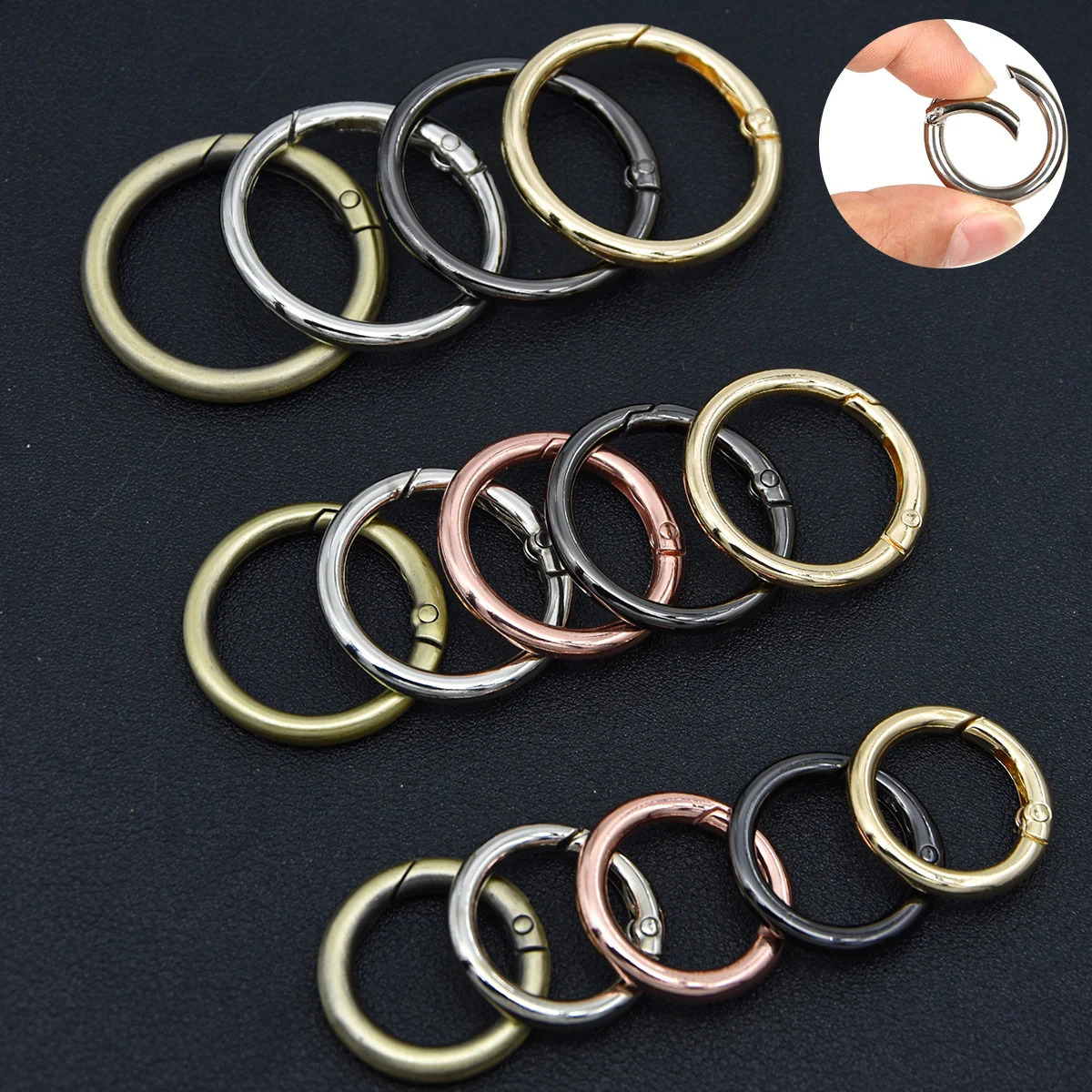5pcs Metal O Ring Spring Clasps for DIY Jewelry Openable Round Carabiner Keychain Bag Clips 241017