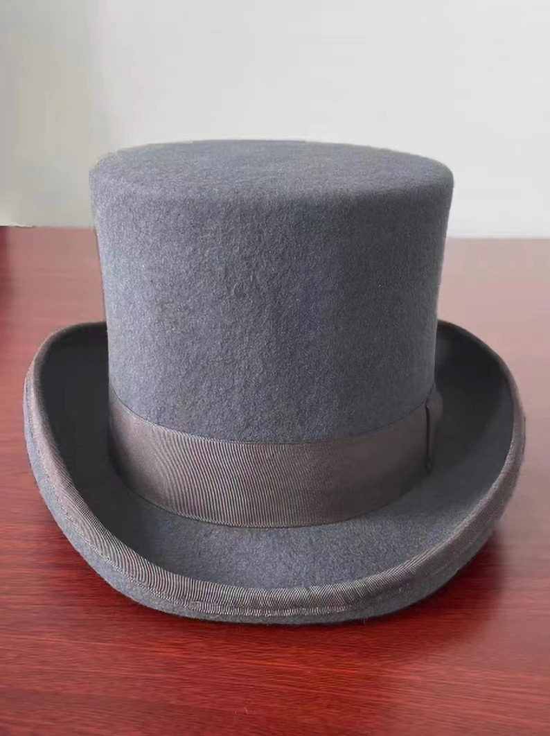 Mens Hat 100% Wool Fedora Hat Neutral Top Display Mens Bowling Hat Black Red Magic Hat Presidential Hat Feather Accessories 241019