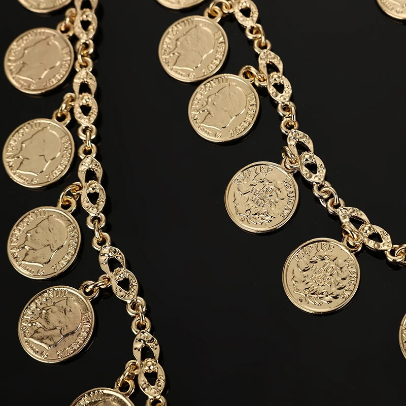 Algerian Caftan bridal jewelry multi chain handmade coin necklace head chest chain Arabic wedding dress body jewelry 241019