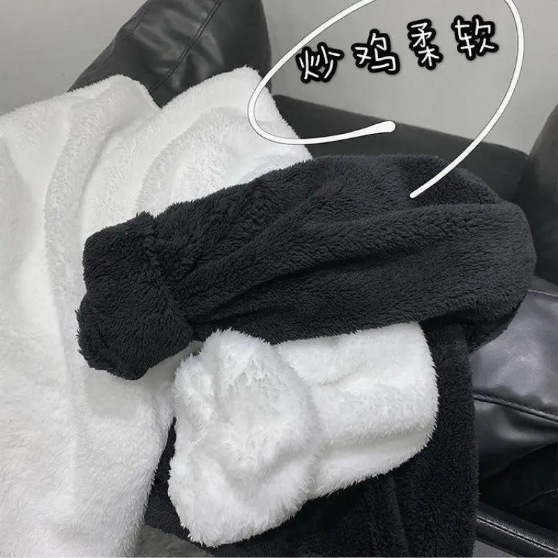 Flannel Plush Youth Men Sweatshirt Autumn Winter Clothes O Neck Japanese Style Fashion Thicken Daily Warm Pullover Coat 241010