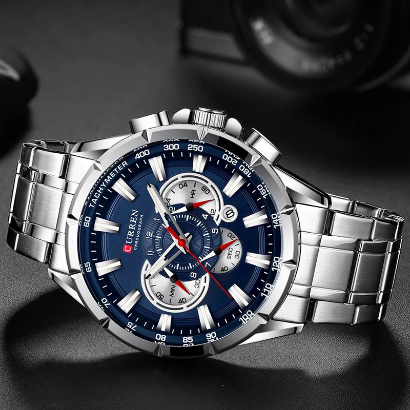 Curren Mens Watch Top Timing Quartz Mens Watch Waterproof Sports Watch Mens Stainless Steel Mens Watch 241019