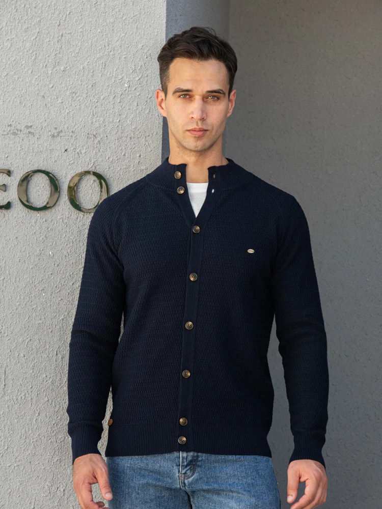 AIOPESON Knitted Mens Cardigan Cotton High Quality Button Mock Neck Sweater for Men Winter Fashion Cardigans 241008