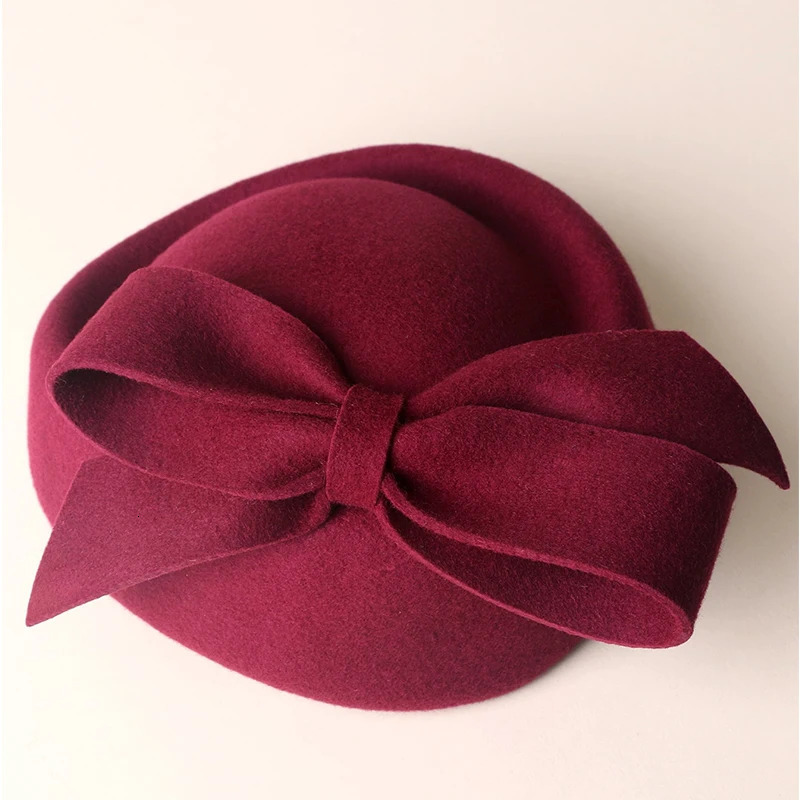 Womens Church Charm Hat Black Retro Wool Wedding Pillow Box Tea Party Hat Fedora Red Womens Derby Hat 241019