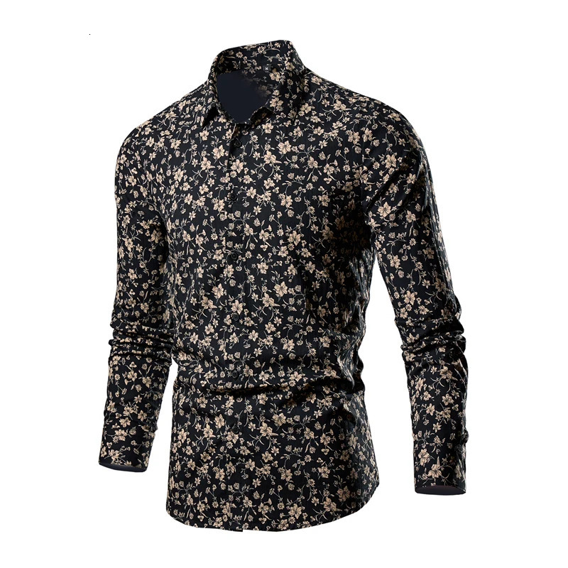 Spring/Summer Cotton Printed Shirt Romantic Beach Flower Long Sleeve Camissa Large M-6XL 241007