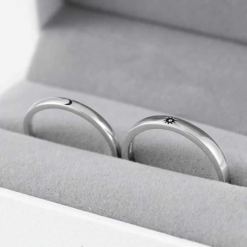 Fashion Simple Couple Ring Lover Sun Moon Opening Adjustable Rings Set Women Wedding Anniversary Valentine Day Jewelry Gifts Y241019