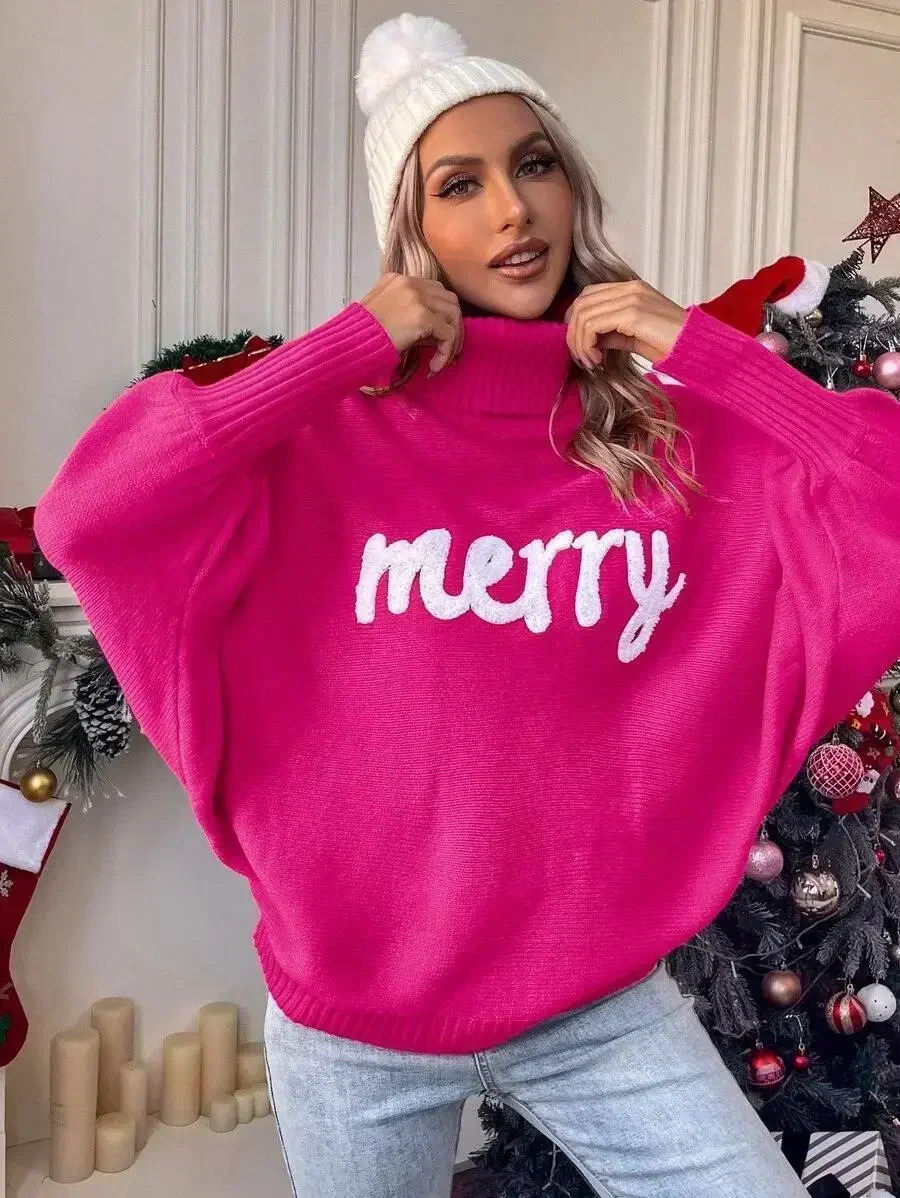 2024 Knitted Women Turtleneck Sweater Loose Pullover Female Jumper Elegant Winter Warm Spring Year Trendy Christmas 241009