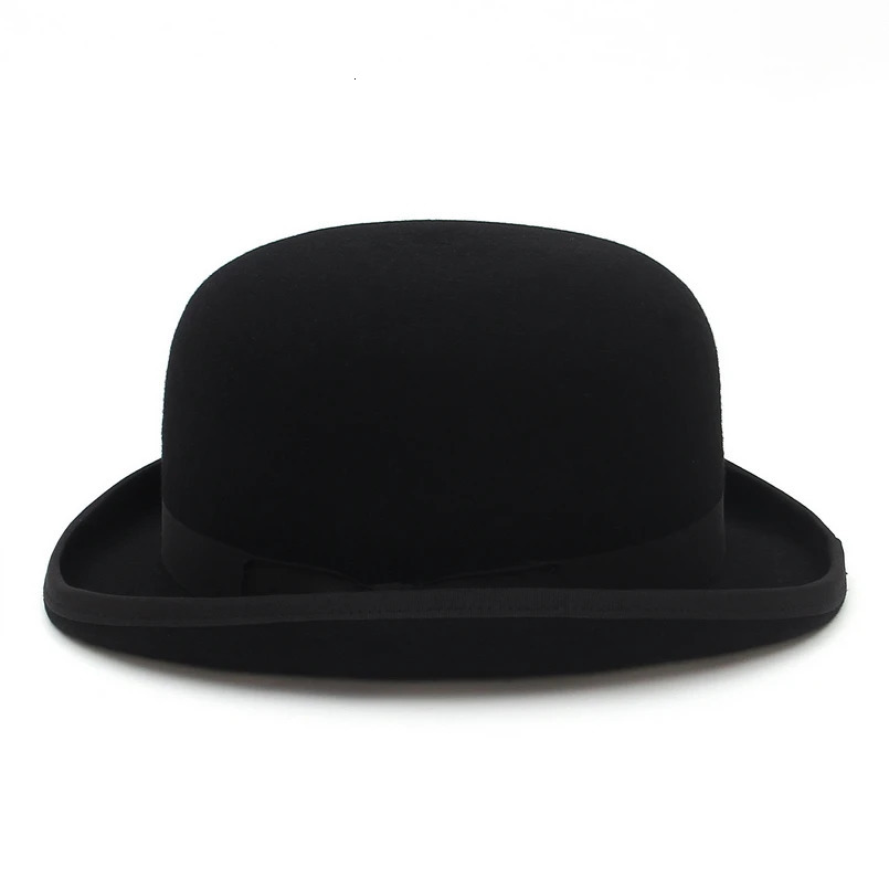 GEMVIE 100% wool felt derby mens bowling hat satin line fashion party official Fedora clothing magic hat 241019